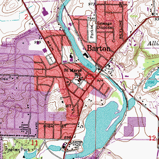 Topographic Map of Saint Mary's School, WI