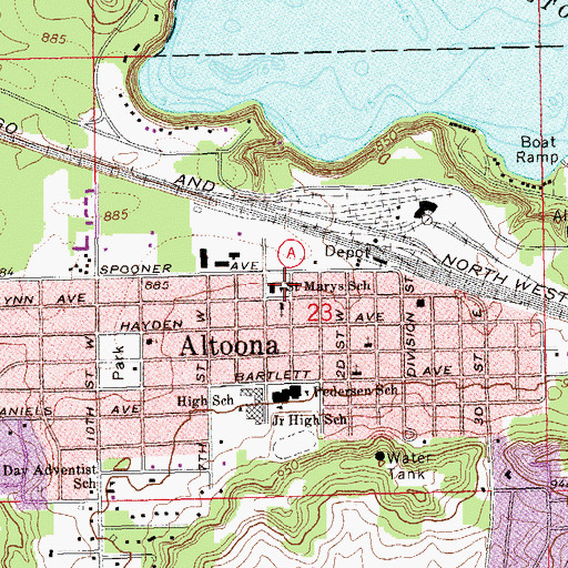 Topographic Map of Saint Marys School, WI