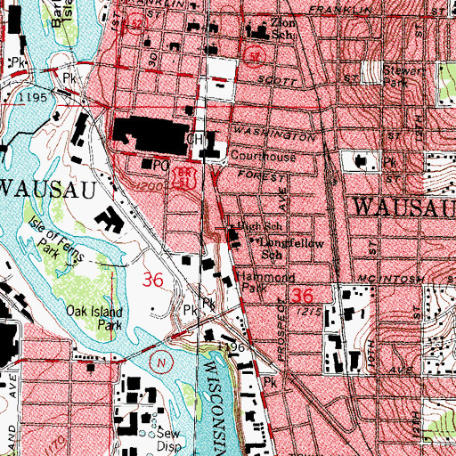 Topographic Map of Saint Marys School, WI