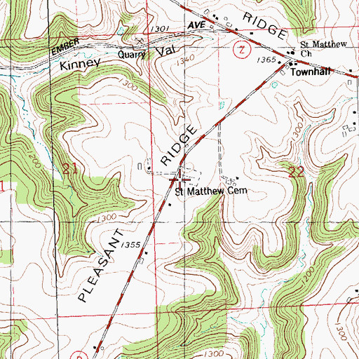 Topographic Map of Saint Matthew Cemetery, WI