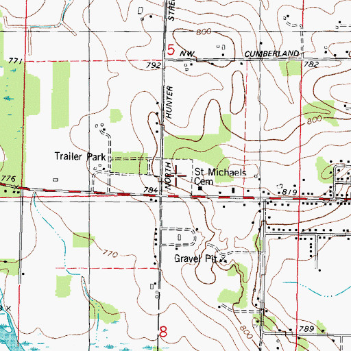 Topographic Map of Saint Michael's Cemetery, WI