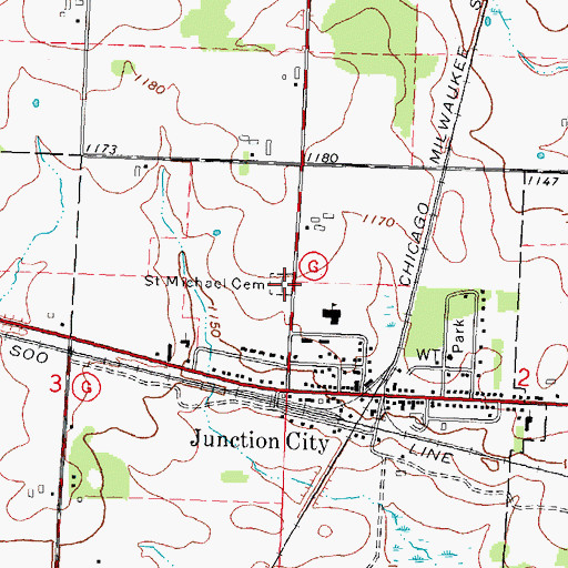 Topographic Map of Saint Michael's Cemetery, WI