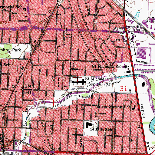 Topographic Map of Saint Michael Hospital, WI