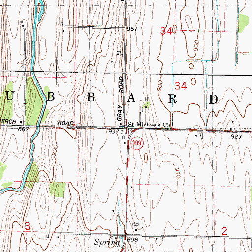 Topographic Map of Saint Michaels Church, WI