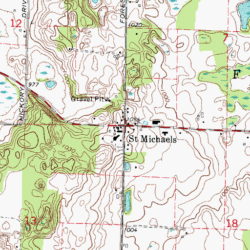 Topographic Map of Saint Michaels, WI
