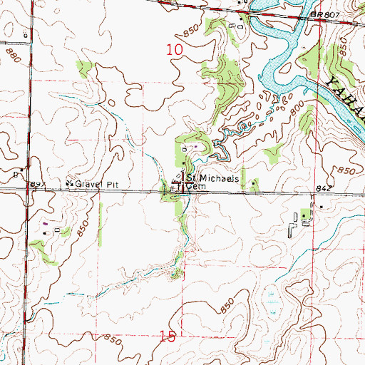 Topographic Map of Saint Michaels Cemetery, WI