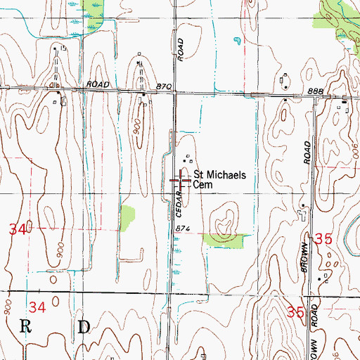 Topographic Map of Saint Michaels Cemetery, WI