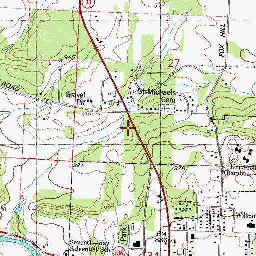 Topographic Map of Saint Michaels Cemetery, WI