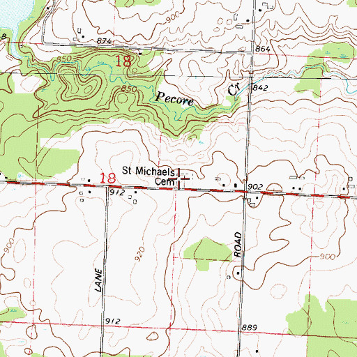 Topographic Map of Saint Michaels Cemetery, WI
