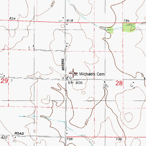 Topographic Map of Saint Michaels Cemetery, WI