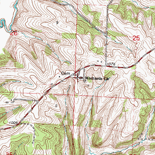 Topographic Map of Saint Michaels Church, WI