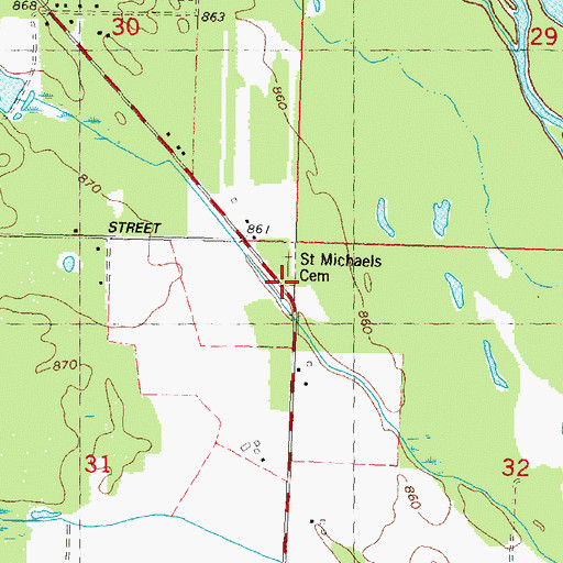 Topographic Map of Saint Michaels Church (historical), WI
