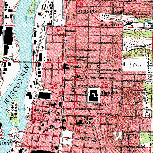 Topographic Map of Newman Catholic School at Saint Michael, WI