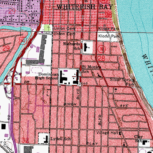 Topographic Map of Saint Monica School, WI