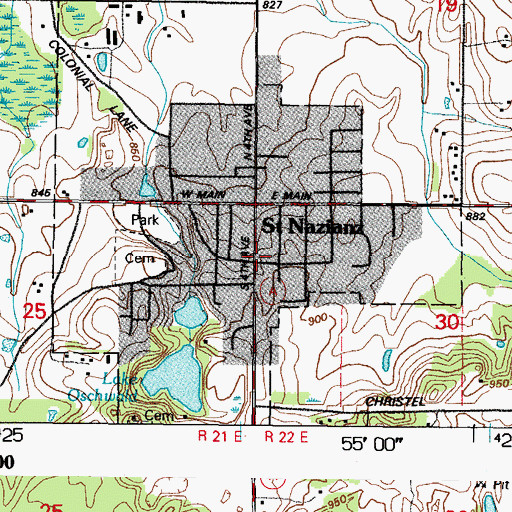 Topographic Map of Saint Nazianz, WI