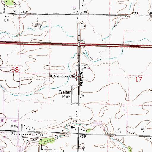 Topographic Map of Saint Nicholas Church, WI