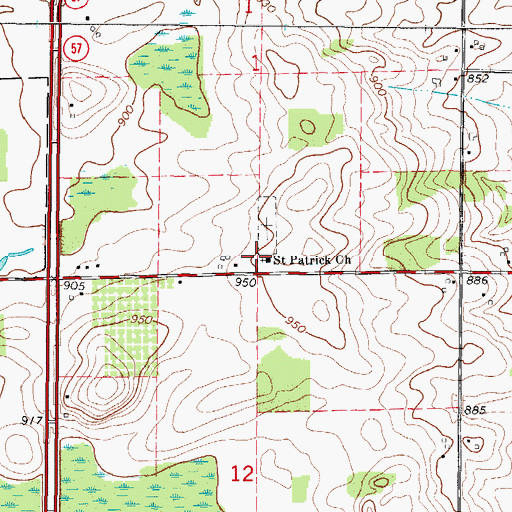 Topographic Map of Saint Patrick Church, WI
