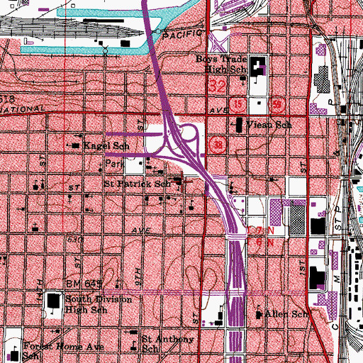 Topographic Map of Saint Patrick School, WI