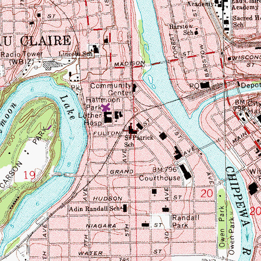 Topographic Map of Saint Patrick School, WI