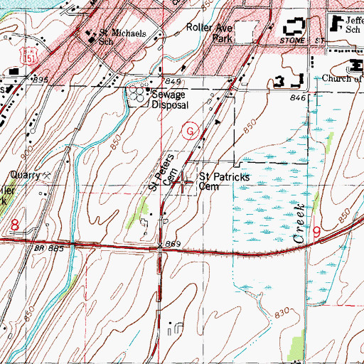 Topographic Map of Saint Patrick's Cemetery, WI