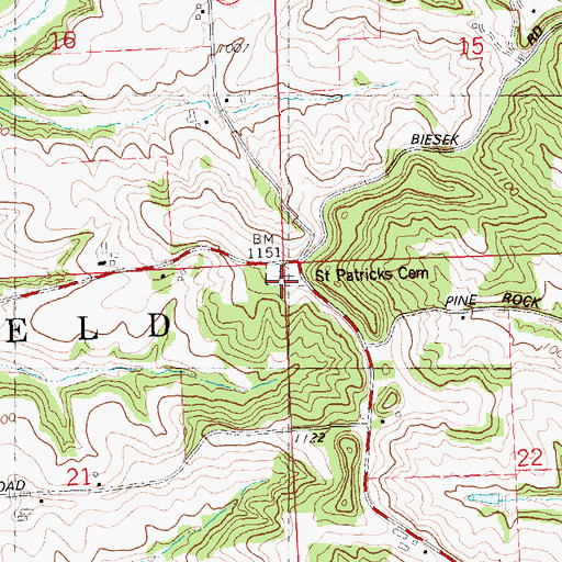 Topographic Map of Saint Patricks Cemetery, WI