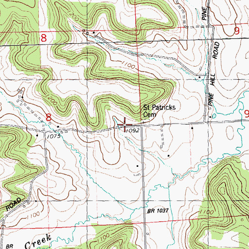 Topographic Map of Saint Patricks Cemetery, WI