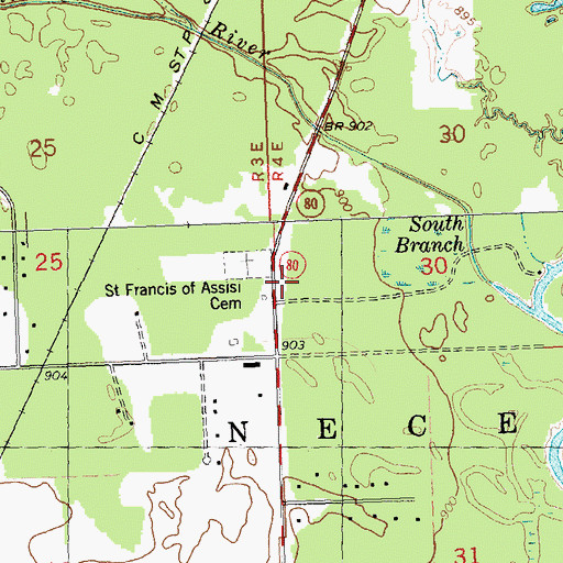 Topographic Map of Saint Francis of Assisi Cemetery, WI