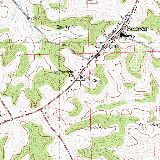 Topographic Map of Saint Patricks Church, WI