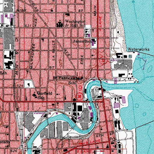 Topographic Map of San Juan Diego Middle School, WI