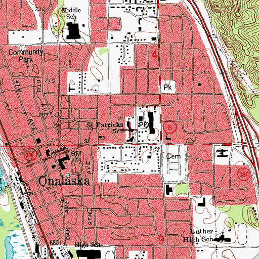 Topographic Map of Saint Patrick School, WI