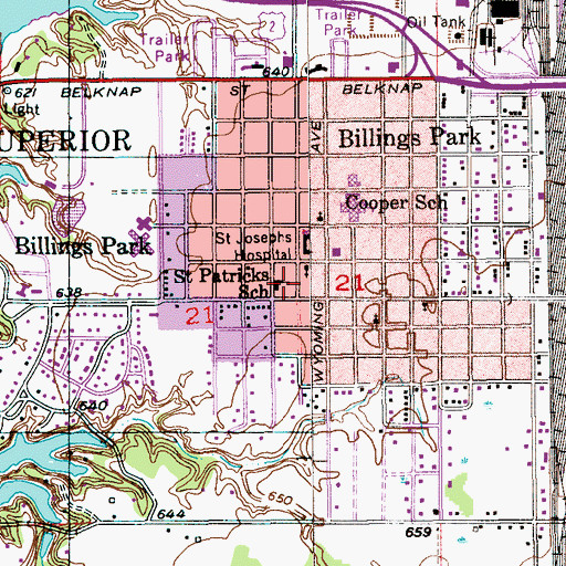 Topographic Map of Saint Patricks School, WI