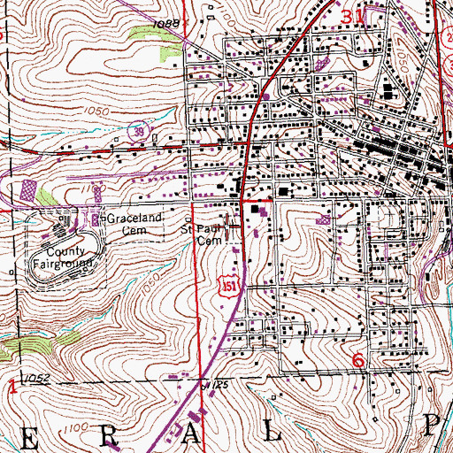 Topographic Map of Saint Paul Cemetery, WI