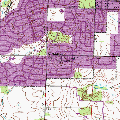 Topographic Map of Saint Paul Cemetery, WI