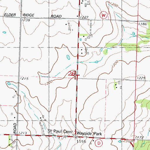 Topographic Map of Saint Paul Cemetery, WI
