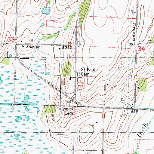 Topographic Map of Saint Paul Cemetery, WI
