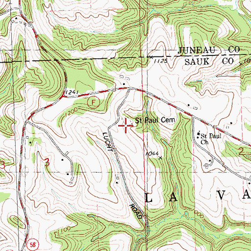 Topographic Map of Saint Paul Cemetery, WI