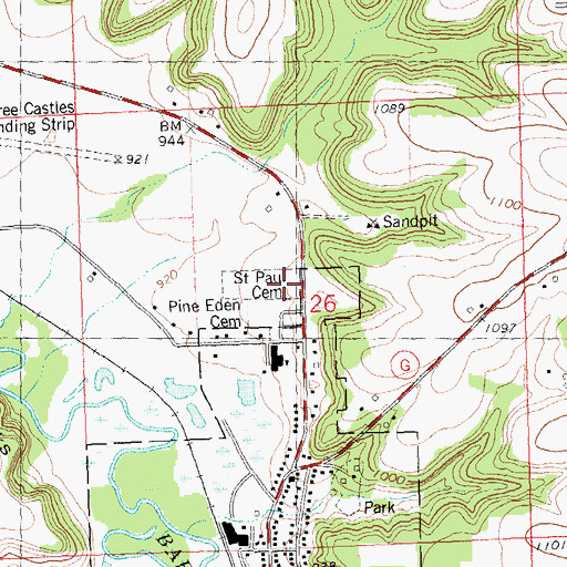Topographic Map of Saint Paul Cemetery, WI