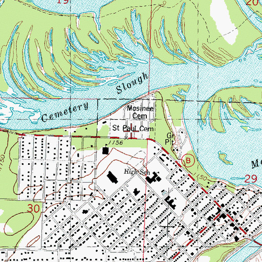 Topographic Map of Saint Paul Cemetery, WI