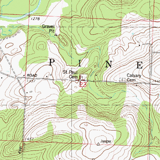 Topographic Map of Saint Paul Cemetery, WI