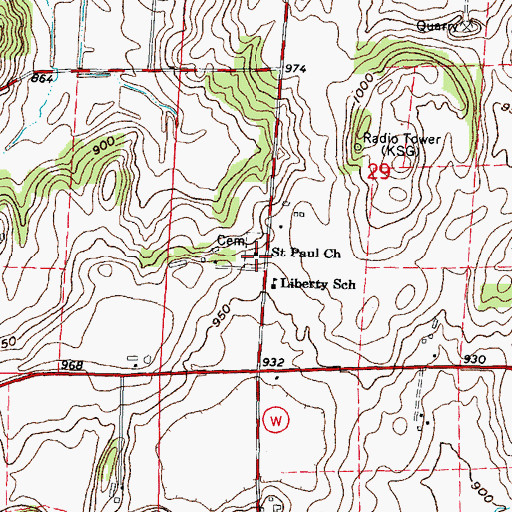 Topographic Map of Saint Paul Church, WI