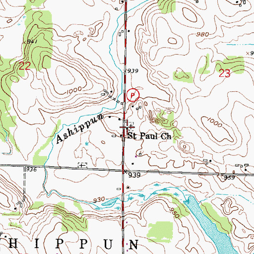 Topographic Map of Saint Paul Church, WI