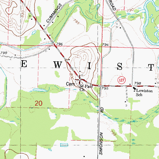 Topographic Map of Saint Paul Church, WI