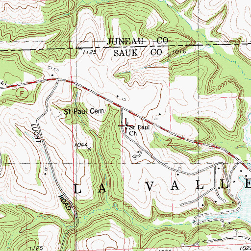 Topographic Map of Saint Paul Church, WI