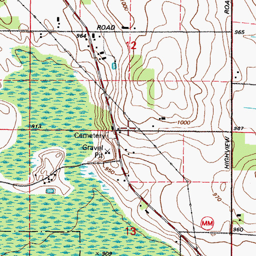 Topographic Map of Saint Paul United Church of Christ, WI