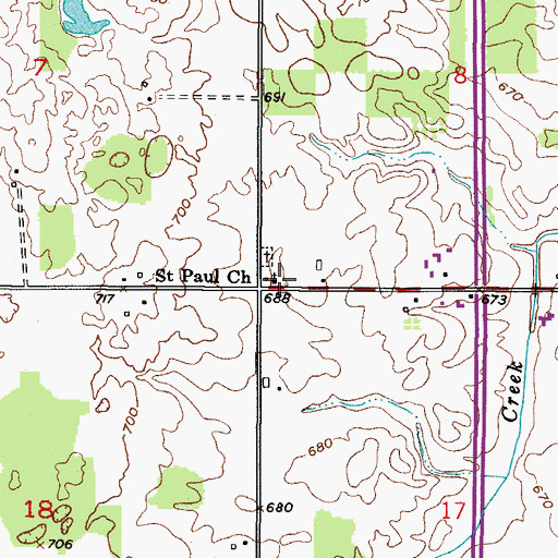 Topographic Map of Saint Paul Church, WI