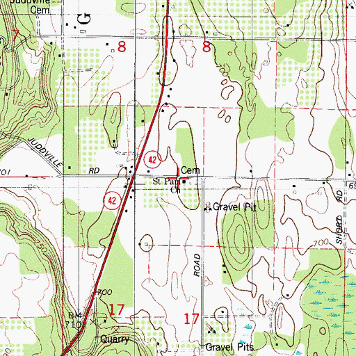 Topographic Map of Saint Paul's Lutheran Church, WI