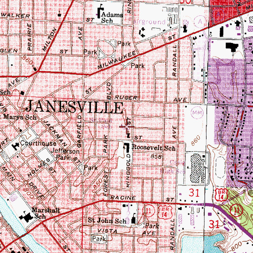 Topographic Map of Saint Pauls Lutheran School, WI