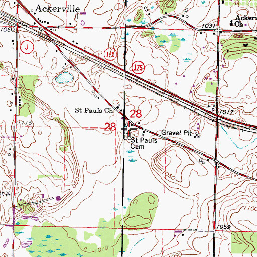 Topographic Map of Saint Pauls Cemetery, WI
