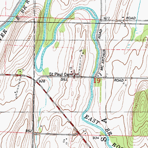 Topographic Map of Saint Paul Cemetery, WI