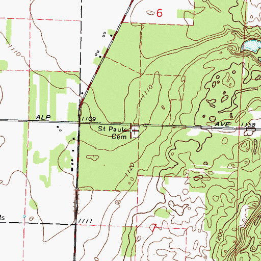 Topographic Map of Saint Pauls Cemetery, WI
